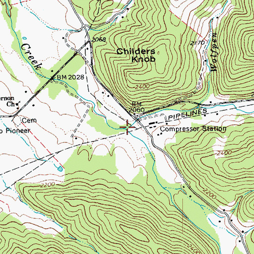 Topographic Map of Left Fork Files Creek, WV