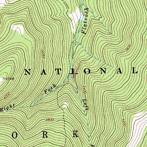 Topographic Map of Left Fork Flatrock Creek, WV
