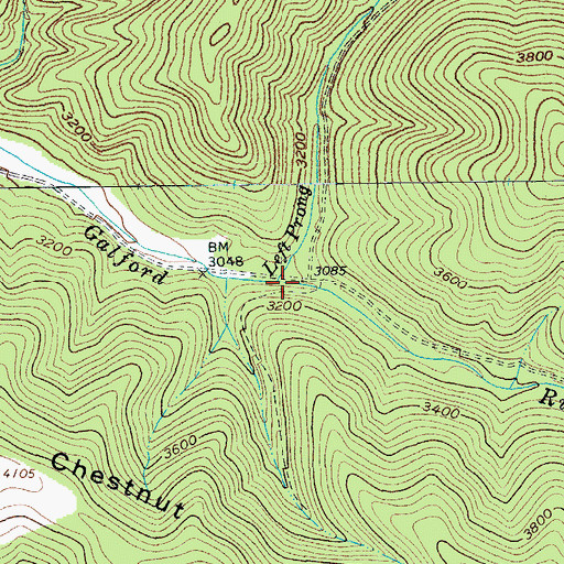Topographic Map of Left Prong Galford Run, WV