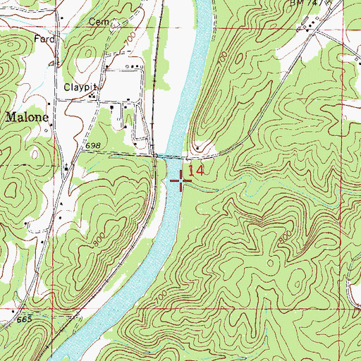 Topographic Map of No Business Creek, AL