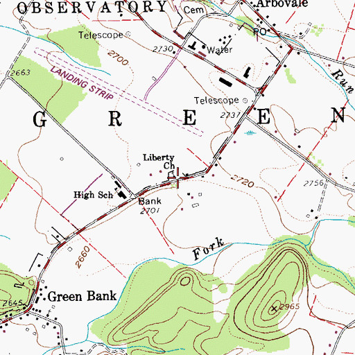Topographic Map of Liberty Church, WV