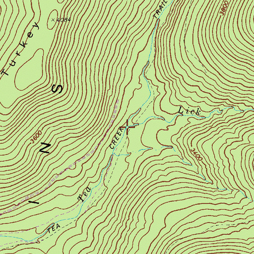 Topographic Map of Lick Creek, WV