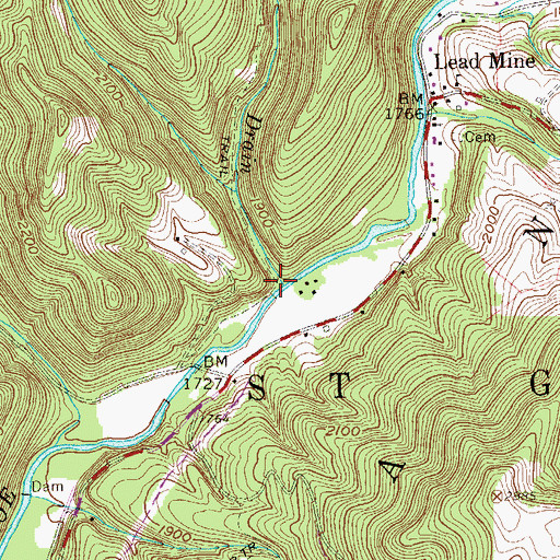 Topographic Map of Lick Drain, WV