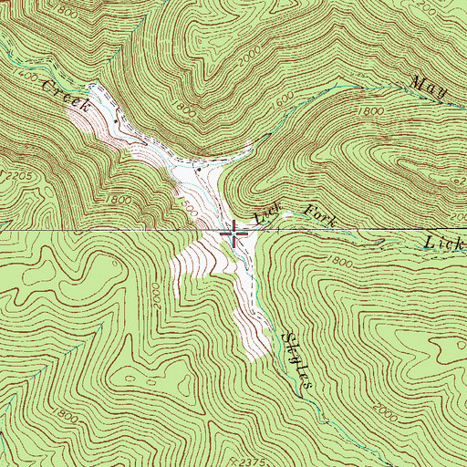 Topographic Map of Lick Fork, WV