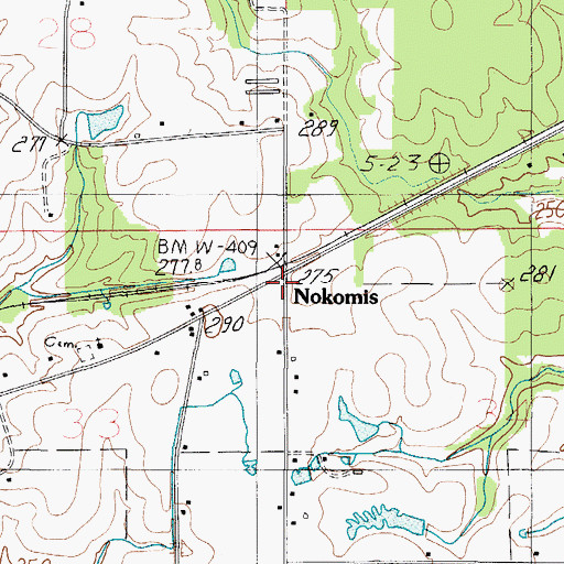Topographic Map of Nokomis, AL