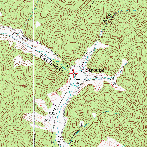 Topographic Map of Lick Run, WV