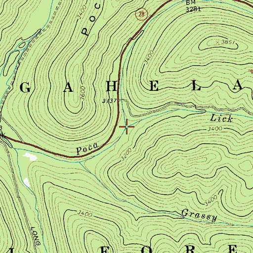 Topographic Map of Lick Run, WV