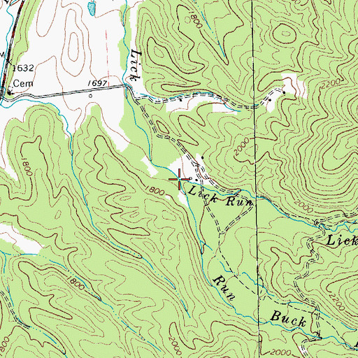 Topographic Map of Lick Run, WV