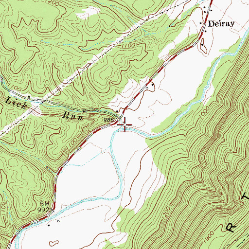 Topographic Map of Lick Run, WV