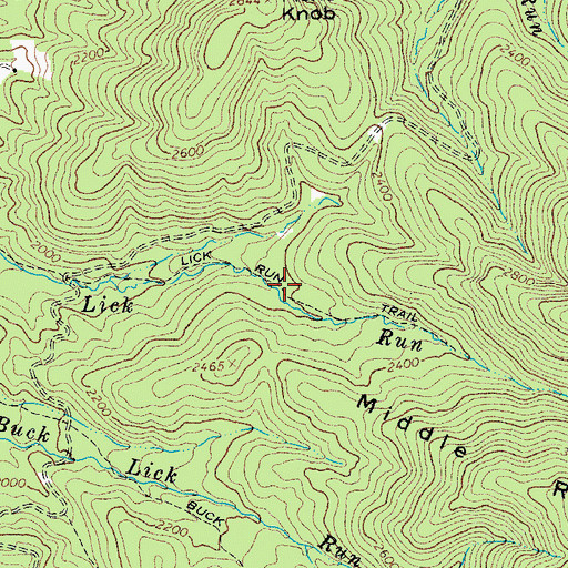 Topographic Map of Lick Run Trail, WV