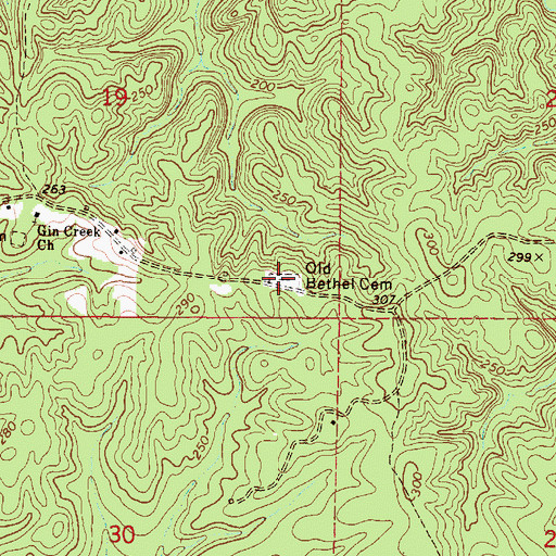 Topographic Map of Old Bethel Cemetery, AL