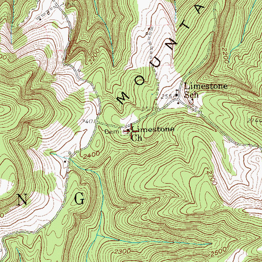 Topographic Map of Limestone Church, WV