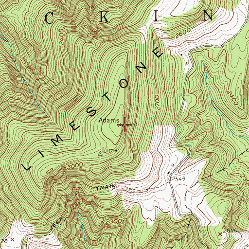Topographic Map of Limestone Mountain, WV