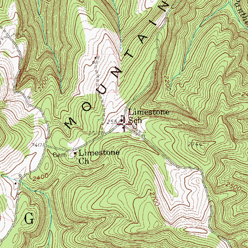 Topographic Map of Limestone School (historical), WV