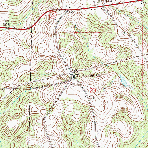 Topographic Map of Old Center United Methodist Church, AL