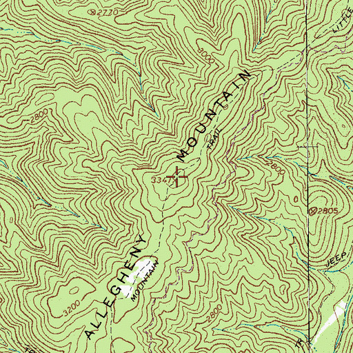 Topographic Map of Little Allegheny Mountain, WV