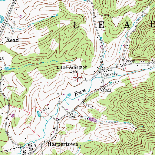 Topographic Map of Little Arlington Cemetery, WV