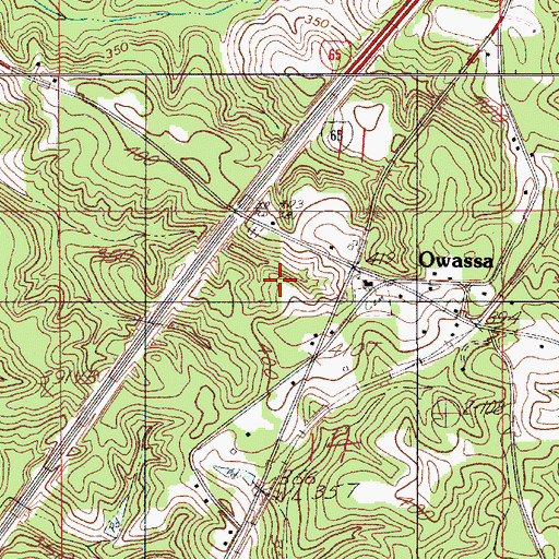 Topographic Map of Owassa, AL