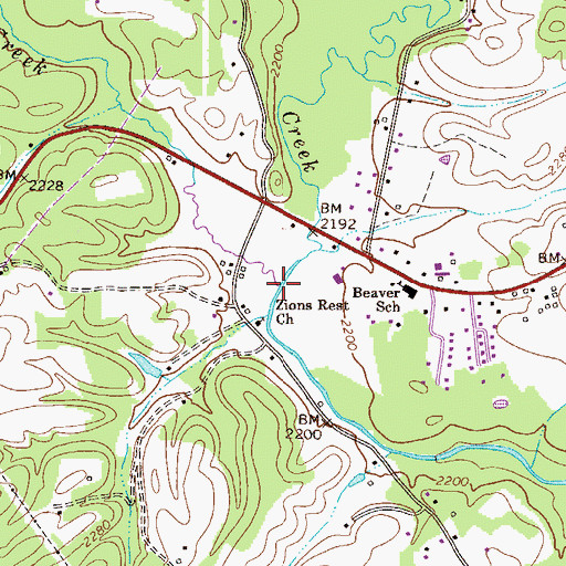 Topographic Map of Little Beaver Creek, WV