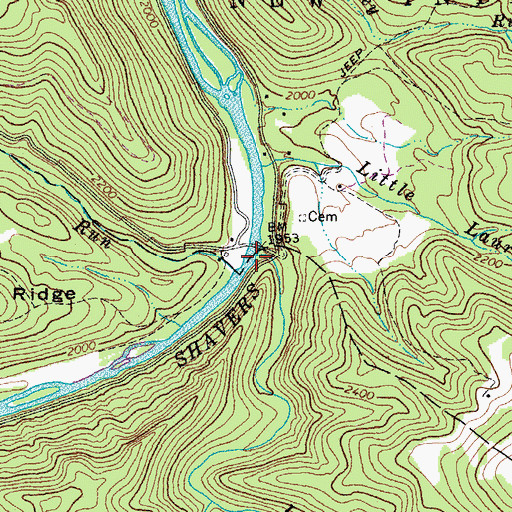 Topographic Map of Little Black Fork, WV