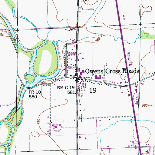 Topographic Map of Owens Cross Roads, AL