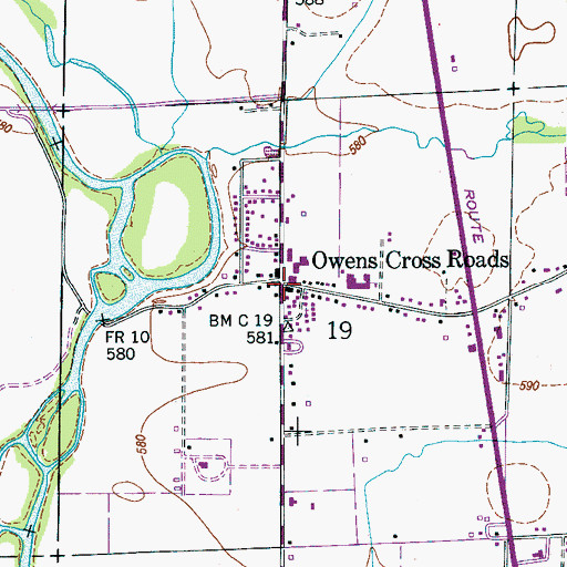 Topographic Map of Owens Cross Roads, AL