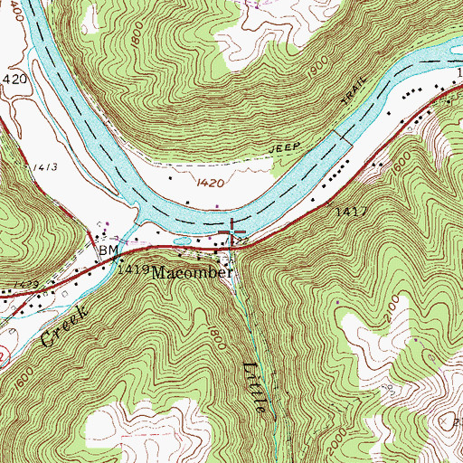 Topographic Map of Little Buffalo Creek, WV