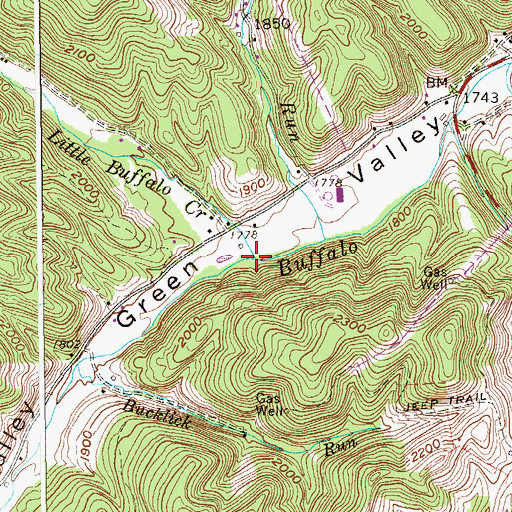 Topographic Map of Little Buffalo Creek, WV