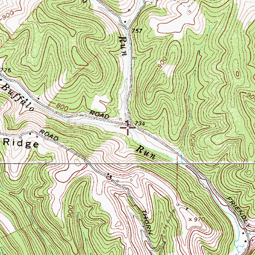 Topographic Map of Little Buffalo Run, WV