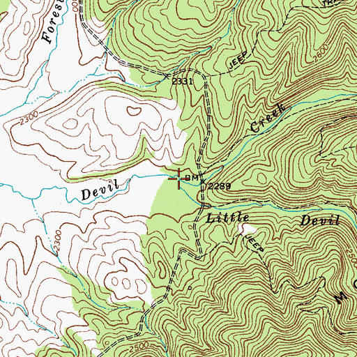 Topographic Map of Little Devil Creek, WV