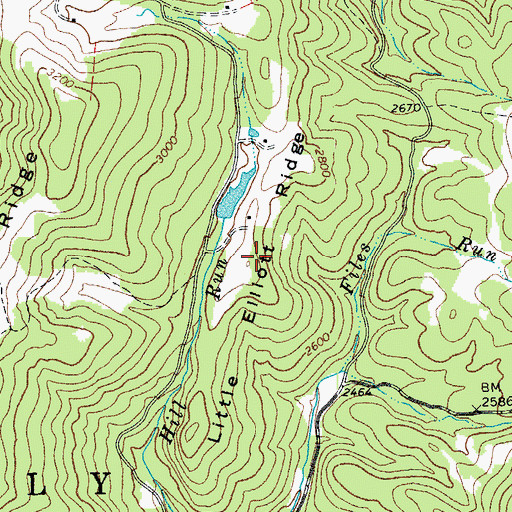 Topographic Map of Little Elliott Ridge, WV