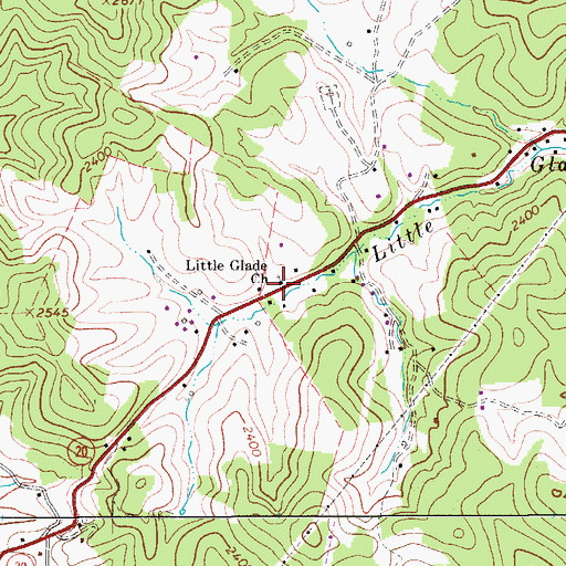 Topographic Map of Little Glade Church, WV