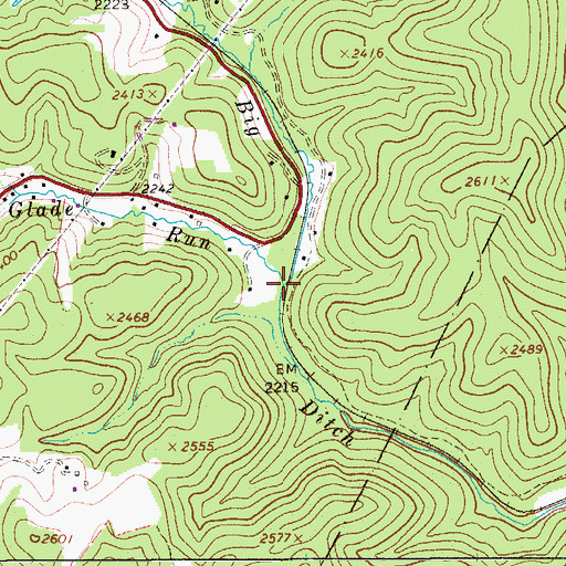 Topographic Map of Little Glade Run, WV