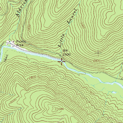 Topographic Map of Little Laurel Branch, WV