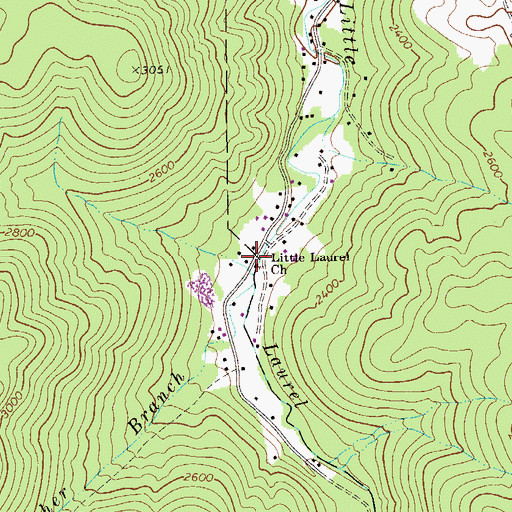 Topographic Map of Little Laurel Church, WV