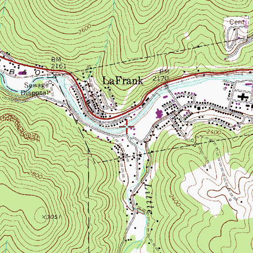 Topographic Map of Little Laurel Creek, WV