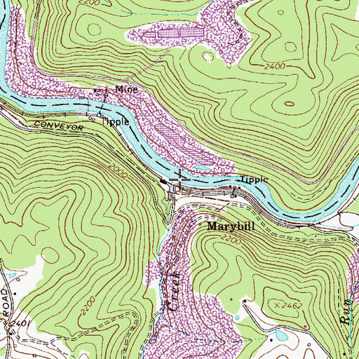 Topographic Map of Little Laurel Creek, WV