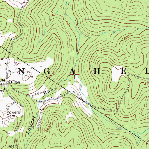 Topographic Map of Little Laurel Run, WV