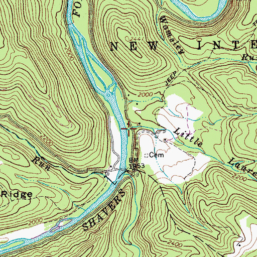 Topographic Map of Little Laurel Run, WV