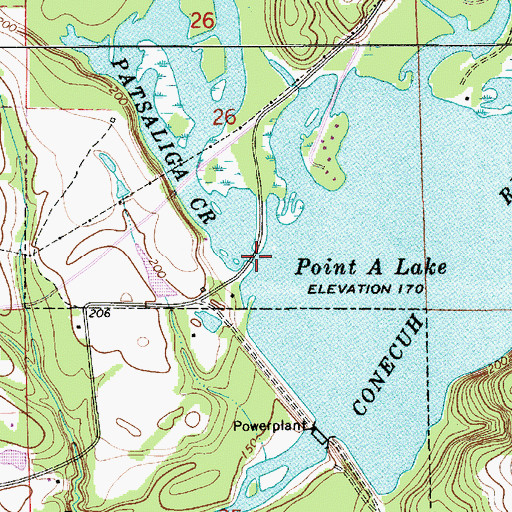 Topographic Map of Patsaliga Creek, AL