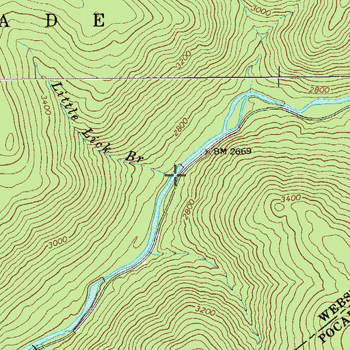 Topographic Map of Little Lick Branch, WV