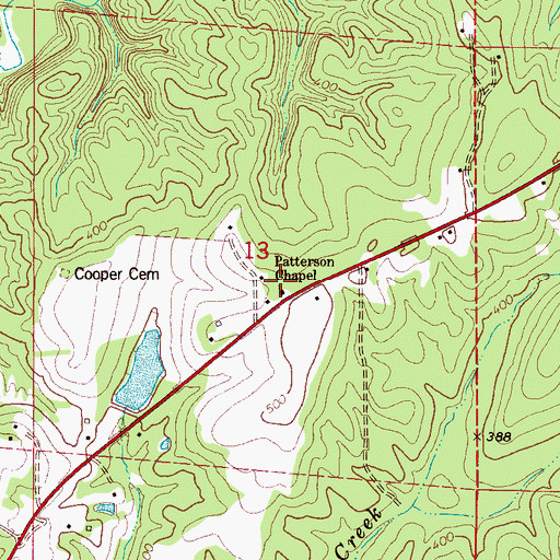 Topographic Map of Patterson Chapel Methodist Church, AL