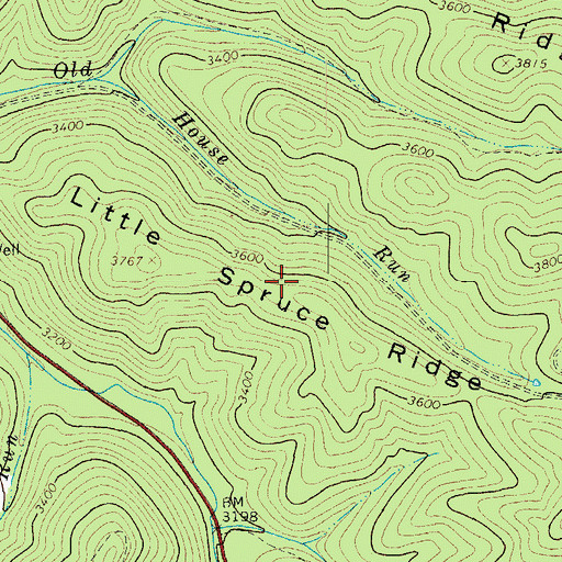 Topographic Map of Little Spruce Ridge, WV