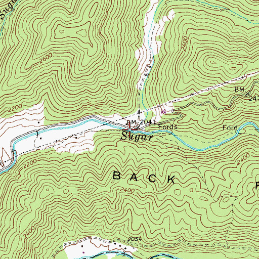 Topographic Map of Little Sugar Creek, WV