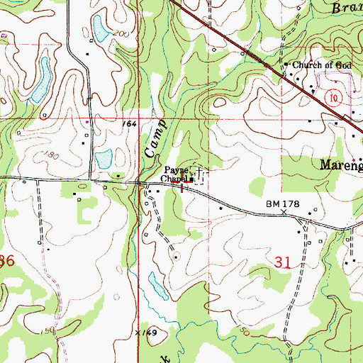 Topographic Map of Payne Chapel, AL