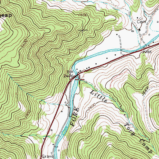 Topographic Map of Little Tory Camp Run, WV