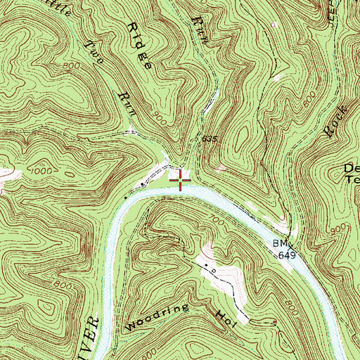 Topographic Map of Little Two Run, WV