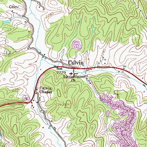 Topographic Map of Little Union Church, WV