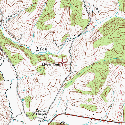 Topographic Map of Lively Cemetery, WV