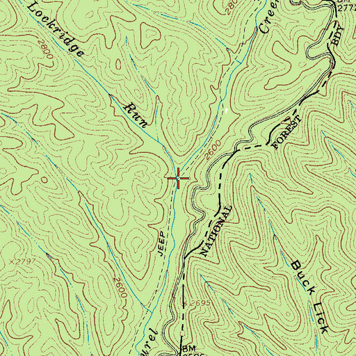 Topographic Map of Lockridge Run, WV